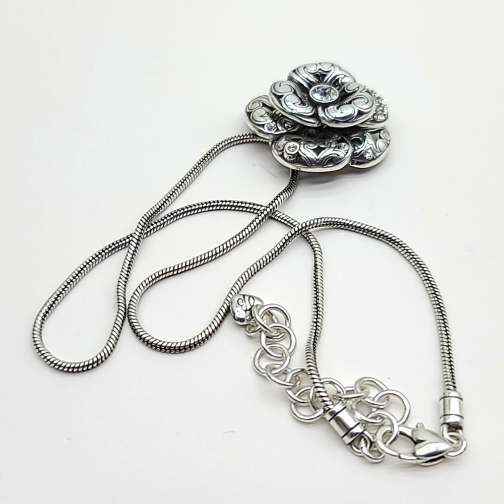 Brighton "SERENE ROSE" Multi-Layered Flower Pend w Swarovski Crystals & Scrolls! - Picture 11 of 13